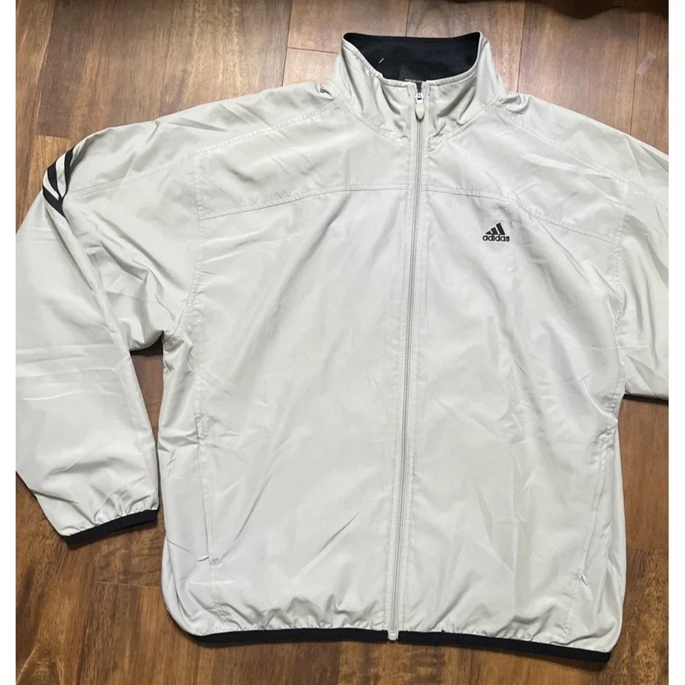 Adidas Originals Track Jacket Mesh Lined Mens L Gray 3 Stripe AGC002 Y2K Vintage